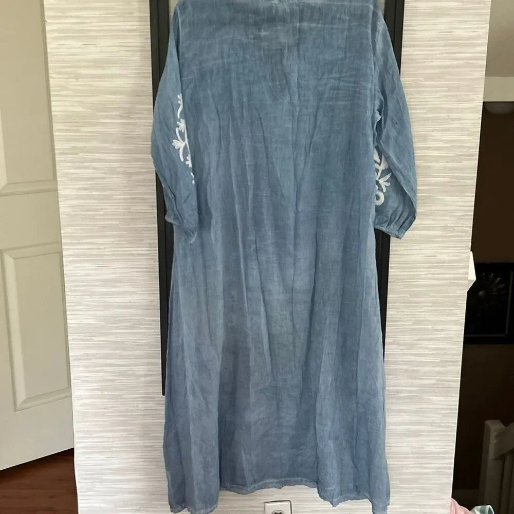 Dolma gorgeous lightweight denim color 100% cotton embroidered swimwear cover-up